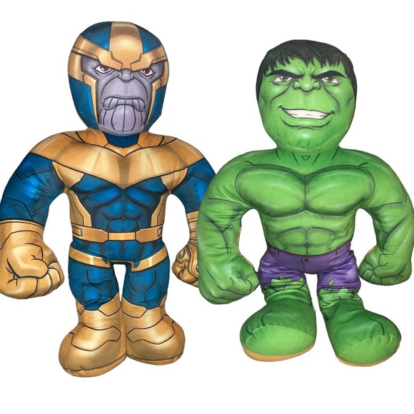 Marvel Halfems double sided plush avengers incredible hulk and Thanos 18" pillow - Picture 1 of 10